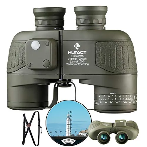 HUTACT Fernglas Erwachsene 10x50 mit Entfernungsmesser und Kompass