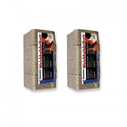 Briketts Brennstoffe Weichholzbriketts 2x10 kg - Brikett 100% ohne chemische Bindemittel - leichte Entzündbarkeit 20 kg