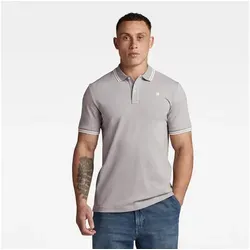 G-STAR RAW Herren Dunda Slim Stripe Poloshirt - Grau, XL - Stylisches Poloshirt für Herren mit Rippdesign und Seitenschlitzen, ideal für lässige Freizeitlooks und hohen Tragekomfort.