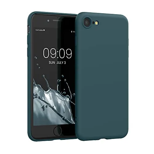 kwmobile Handyhülle für iPhone SE 2022 Hülle/iPhone SE 2020 / iPhone 8 / iPhone 7, für iPhone SE Hülle - Schutzhülle für kabelloses Laden - Case in Petrol matt