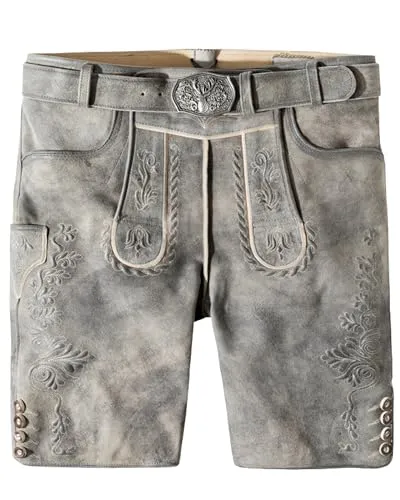 Stockerpoint Trachtenlederhose Oliver Herren - Trachtenhose für Herren, ideal für das Oktoberfest mit weichem Leder, detailreichen Stickereien und anpassbarem Zwickel für perfekten Sitz.
