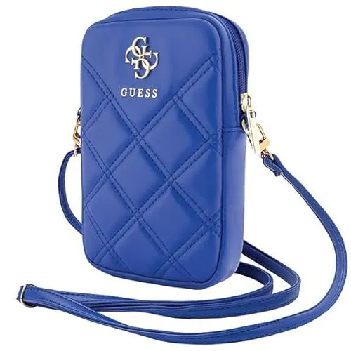 CG Mobile Guess Handytasche GUWBZPSQSSGB Blau Zip Quilted 4G - Stylische Handytasche aus Öko-Leder mit einem großen Fach, ideal für den sicheren Transport Ihres Smartphones. Perfekt für Smartwatches und moderne Geräte.