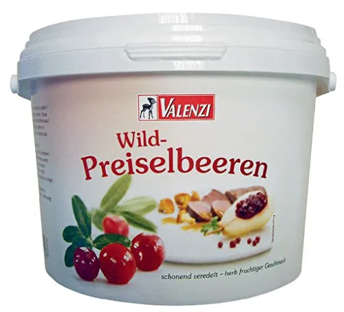 Valenzi Wildpreiselbeeren 2000g - Fruchtig-herber Genuss - Konfitüre & Fruchtaufstrich mit arttypisch fruchtig-herbem Geschmack, ideal für Desserts und als Brotaufstrich. Perfekt für Feinschmecker!