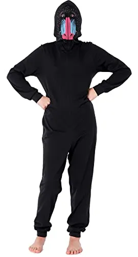 Ladeheid Mädchen Teenager Schlafoverall aus Baumwolle Jumpsuit mit Kapuze - Damen Schlafanzug Einteiler aus hochwertiger Baumwolle; ideal zum Schlafen und Entspannen oder als Kostüm für Partys; mit Kapuze, langen Ärmeln und bequemen Bündchen für besten Tragekomfort.
