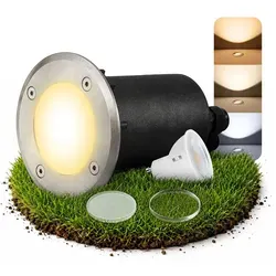 SSC-LUXon LED Gartenstrahler MARNE - Rund, Edelstahl gebürstet, 6W Warmweiß - Strahler für den Außenbereich mit IP67 Schutz. Der robuste LED Bodeneinbaustrahler MARNE bietet blendfreies Licht und hohe Energieeffizienz, ideal für Garten und Wege.
