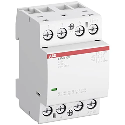 ABB ESB40-22N-06 Leistungsschütz - Motorschütze mit 40 A, 230 V-AC/DC Spule, 2-polig, ideal für sichere Automatisierungsanwendungen mit 2 Schließern und 2 Öffnern.
