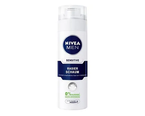 Nivea Rasierschaum Sensitive für Männer - Nivea Rasierschaum Sensitive 200ml für eine sanfte Rasur, speziell für empfindliche Männerhaut. Die alkoholfreie Formel schützt vor Irritationen und sorgt für eine gründliche Pflege.
