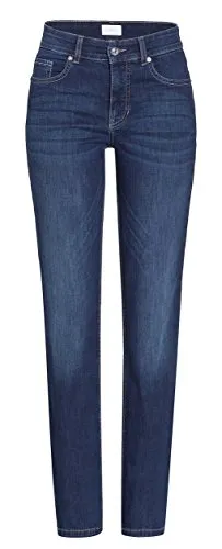 MAC Jeans Damen Melanie Straight Jeans, Blau (Dark Blue D845) - Jeans mit geradem Beinverlauf und hohem Bund, perfekt für einen eleganten Look und optimalen Tragekomfort.