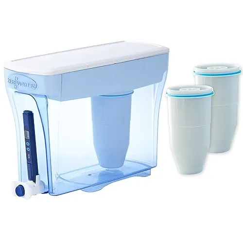 ZeroWater 5,4L Wasserfilterset mit 3 Filterkartuschen und Wasserqualitätsmessgerät, BPA-frei, NSF-zertifiziert, ideal zur Reduzierung von Kalk, Blei und anderen Metallen