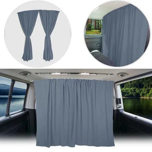 BREMER SITZBEZÜGE Abtrennung Fahrerhaus Sonnenschutz Führerhaus Gardinen Vorhang kompatibel mit Renault Trafic 2 ab 2001-2014 Grau Camping Wohnmobil Zubehör