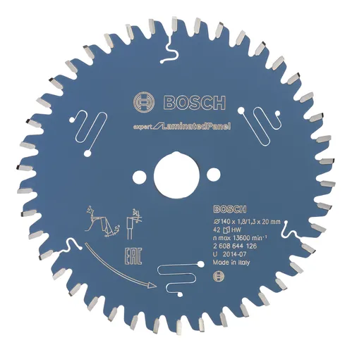 Bosch Zubehör Expert for Laminated Panel Kreissägeblatt 42Z - 140 x 20 x 1,8 mm - Kreissägeblätter, ideal für präzise Schnitte in Laminat und Holzplatten dank 42 Zähnen für saubere Ergebnisse.