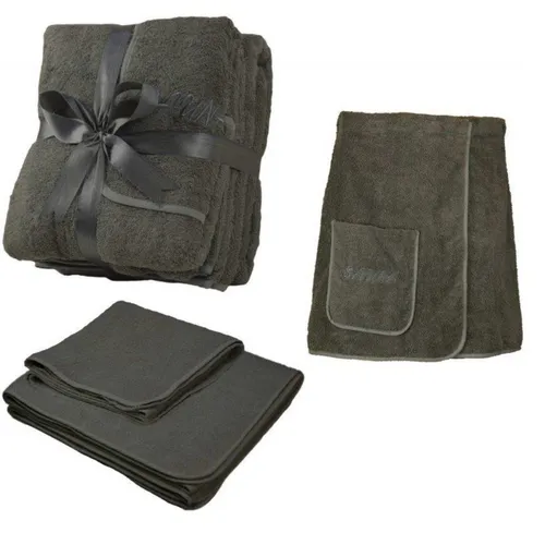 EXKLUSIV HEIMTEXTIL Sauna Set 3-Teilig Frottee für Herren - Handtücher für Sauna & Wellness, 100% Baumwolle, hoher Tragekomfort mit praktischem Saunakilt, Saunatuch und Handtuch im Set, ideal für entspannte Saunabesuche.
