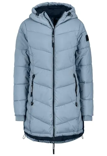Sublevel Damen Winterjacke Stepp-Mantel mit Kapuze lang & tailliert, Outdoorjacke für Damen middle-blue M