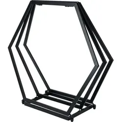 UNUS Holzhalter 6 eckig schwarz groß Dekoration Holz Aufbewahrung Kamin Feuer - Schwarz