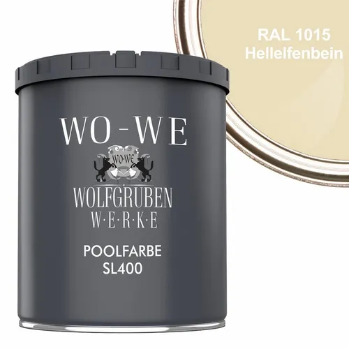 WO-WE Schwimmbadfarbe SL400 - Wasserbeständige Bodenversiegelung für Pools - Bodenbeschichtung für Schwimmbecken und Planschbecken, jetzt mit verbesserter Rezeptur, frei von Chlorkautschuk, schnell trocknend und kratzfest.