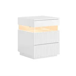 SoBuy Nachttisch, Weiß, Holzwerkstoff, Metall, 41x52x40 cm, Schlafzimmer, Nachttische