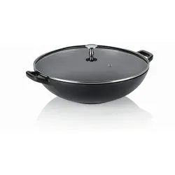 Kela Wok Calido 36 cm - Gusseisen Wok Pfanne - Pfannen aus robustem Gusseisen für optimale Wärmespeicherung, ideal für gesundes Kochen und schmackhafte Gerichte.