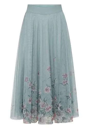 zero Damen Tüllrock mit Blumen 38, Patch Blue/Pink von Zero