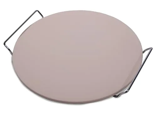 Frischluftküche Pizzastein mit Gestell - Verwandelt den Grill in einen Pizzaofen, ideal für Pizza-Liebhaber und kreative Grillabende, Hitzebeständiger Stein, 34,5x33x4cm