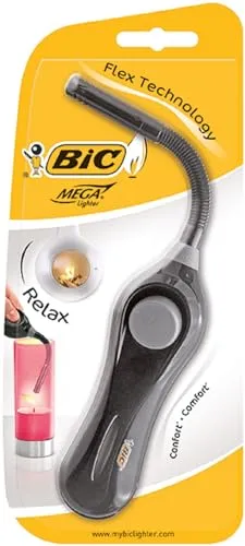 BIC Multifunktionsfeuerzeug Megalighter U140 Flex, sortiert, Blister, 1er Pack (1 x 1 Stück)