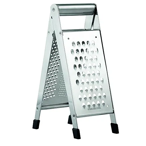 Weis Klappreibe - Edelstahl Silber, 3 ultrascharfe Reibeflächen, platzsparend und standsicher mit Gummifüßchen