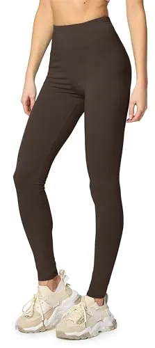 Merry Style Leggings Damen Baumwolle für das ganze Jahr Bequeme Leggings Blickdicht Damen Ideal für Yoga Sport Gym und Freizeit MS10-198 (Braun,M)