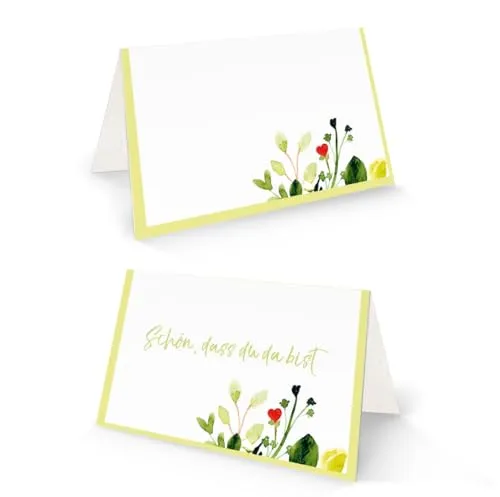 Tischkarten 25er Set 8,5x5,5 cm floral Schön dass du da bist