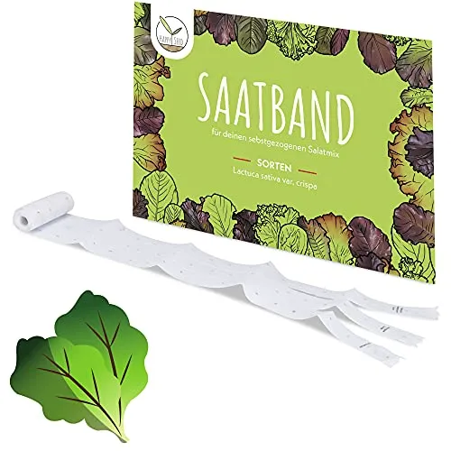5m Saatband Salat Mix Samen (Lactuca sativa var. crispa) - Knackig, frischer Pflücksalat ideal für die Anzucht im Garten, Balkonkasten & Gemüsebeet