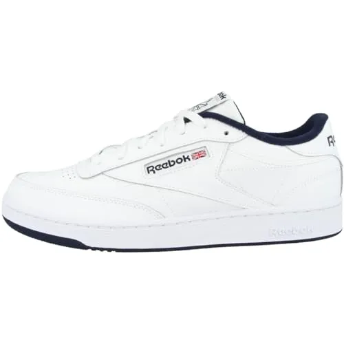 Reebok Herren Club C 85 Sneaker - Int White Navy, 44.5 EU - Herren-Sneaker mit flacher Sohle und bequemem Gummiverschluss, ideal für lässige Outfits und den Alltag.