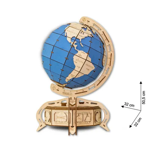 Eco Wood Art - Holz Modellbau The Globe blau 393 Teile - 3D Puzzle aus Holz mit 393 Teilen, ideal für Landschafts-Liebhaber und kreative Bastler. Fördert die Feinmotorik und das räumliche Denken.