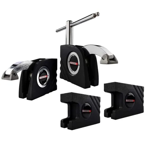 Kompaktspanner Maschinentischspanner PowerCLAMP100 4er SET CROSSFER 17000 N Spannkraft. Mit T-Nutenplatte, 2 x Schnellspanner für T-Nutschiene 12mm,14mm und 16mm 2 x Aufspannsockel