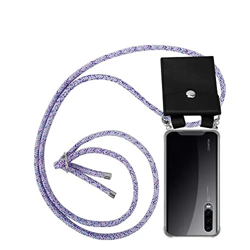 Produktbild Cadorabo Handykette kompatibel mit Huawei P30 Schutzhülle TPU Silikon Case Necklace Design Slim Kratzfest Kordel Band mit Etui Rundumschutz Case Hülle für Huawei P30 in Lila
