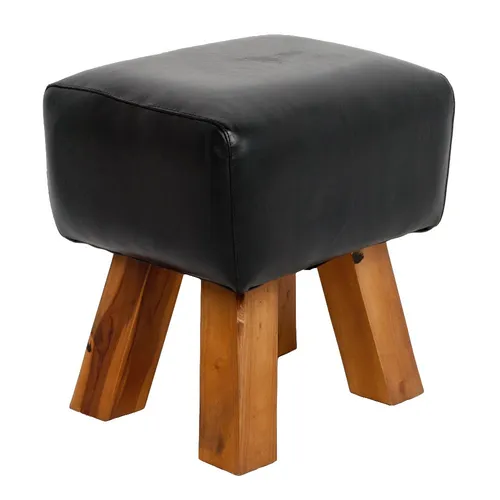 Produktbild Leder Hocker MAXI-S Schwarz – Eleganter Sitzkomfort