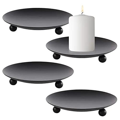 FYting Kerzenständer,4 Stück Stabkerzenhalter,Kerzenständer Stabkerzen Schwarz, Metall Deko Stabkerzenständer Kerzen Ständer für Weihnachts Hochzeit Essen Heim Party, 9.5 x 1.5 cm (Schwarz)