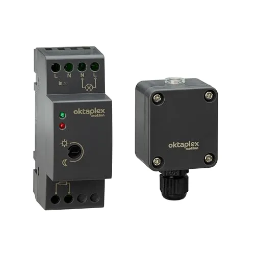 Oktaplex Edi Dämmerungsschalter Hutschiene 35mm 230V externer Dämmerungsensor IP65 aussen anthrazit
