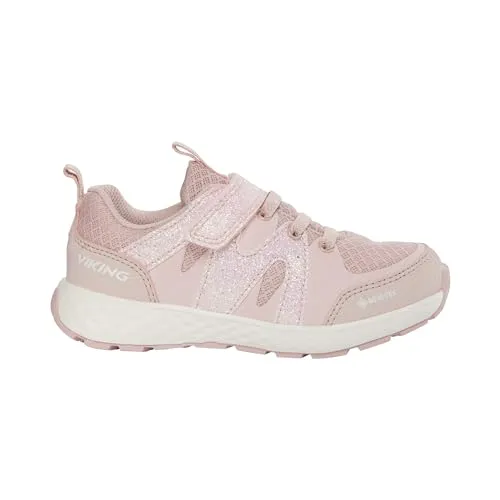 Viking Unisex Kinder Fun Glitter GTX 1V, Light Pink, 32 - Sneaker für Mädchen mit trendigem Glitzereffekt, wasserdicht dank GORE-TEX-Membran für trockene Füße und perfekte Rutschfestigkeit durch Naturkautschuk-Außensohle.