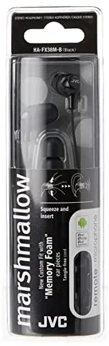 JVC HA-FX38M-B-E In-Ear-Kopfhörer mit 1-Tasten-Fernbedienung und Mikrofon schwarz