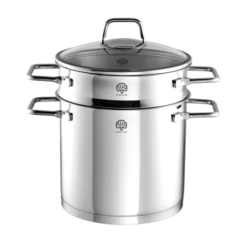 Schulte-Ufer 64446-20 Spagettitopf Wega 20 cm - Dekorative Boxen & Kästen, mit energiesparendem ecotherm Allherd-Aluminium-Kapselboden und hitzebeständigem Güteglasdeckel für Sichtkochen.