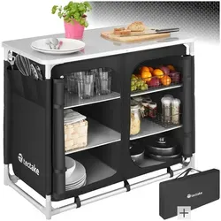 tectake® Campingschrank Deluxe mit 6 Fächern - Camping-Möbel mit großem Stauraum und einfacher Handhabung, ideal für Camping und Outdoor-Aktivitäten.
