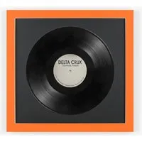 K-Möbel Schallplatten Rahmen Orange 40x40cm mit Passepartout - Präziser Rahmen für 12-Zoll-Schallplatten: handgefertigt aus Echtholz, mit hochwertigem Passepartout für stilvolle Präsentation. Optimaler Schutz durch Floatglas, ideal für Vinyl-Sammler.