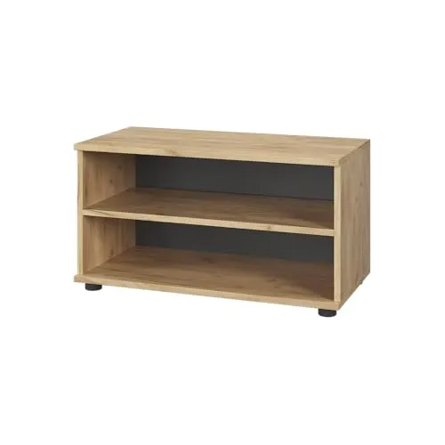 Vicco Bücherregal Berno, Goldkraft Eiche/Anthrazit, 70.8 x 38.9 cm - Vielseitiges Bücherregal Berno für Ihr Zuhause! Ideal als Anrichte oder Kommode, bietet es eleganten Stauraum für Bücher und Ordner. Stilvolles Design in Goldkraft Eiche/Anthrazit für jedes Wohnkonzept.