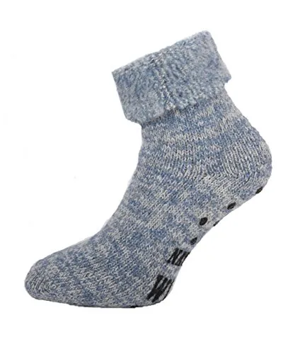 Paar Damen und Herren THERMO-Wollsocken mit ABS-Druck, mit Umschlag CH-572 (43-46, Jeansmelange) 1