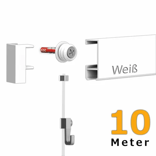 Bilderleisten Galerieleisten Komplett Set - Klassik Weiß 10 Meter - Bilderleiste