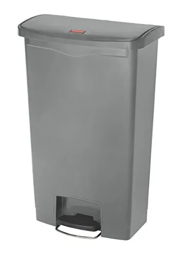 Rubbermaid Slim Jim 68 Litre Step-On Wastebasket - Grey - Haushaltszubehör mit kleiner Stellfläche für effiziente Platznutzung und leiser Deckelverschluss für minimalen Geräuschpegel.