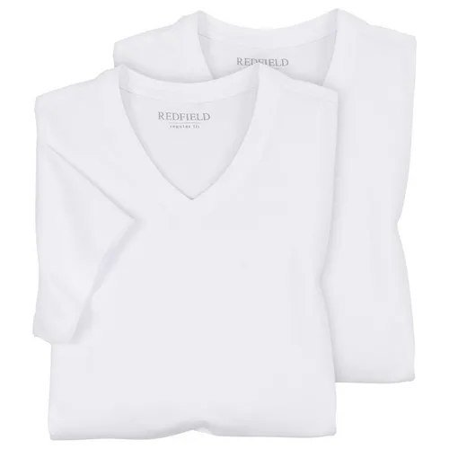 Redfield 2er-Pack T-Shirts Übergröße weiß V-Neck - Hochwertige XXL T-Shirts für Herren von Redfield - ideal für Übergrößen bis 10XL. Aus hautsympathischer Baumwolle gefertigt, bieten sie einen bequemen Sitz und eine optimale Passform.