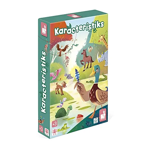 Janod - Karacteristiks - Pädagogisches Brettspiel für Kinder - Thema Tiere - Schnelligkeitsspiel - 2 bis 6 Spieler - FSC-zertifiziert - Ab 3 Jahre, J02621