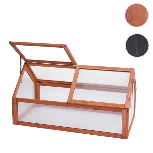 Frühbeet HWC-J45, Gewächshaus,   Holz stufenlos verstellbar 108x57x54cm