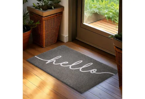 BRUBAKER Fußmatte 45 x 75 cm Schmutzfangmatte - Fußabtreter Wetterfest und Rutschfest, Rechteckig, Höhe: 16 mm, Antirutsch Türmatte aus 100% Kokos für Außen und Innen - Grau