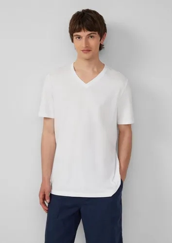 s.Oliver Kurzarmshirt T-Shirt Jersey-T-Shirt mit V-Ausschnitt und Logo