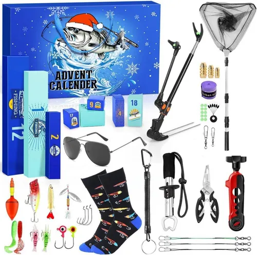 Angeln Adventskalender 2024 für Männer, Jungen und Teenager - Adventskalender mit hochwertigem Angelwerkzeug und Zubehör, perfekt für alle Angelfreunde und eine spannende Vorweihnachtszeit.